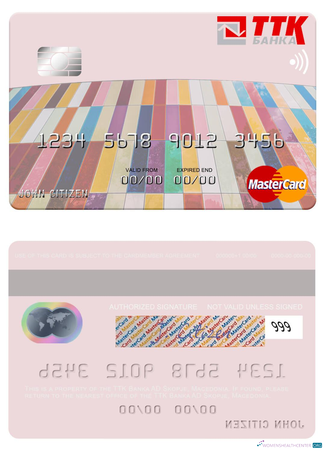 Download Macedonia TTK Banka AD Skopje mastercard Photoshop template